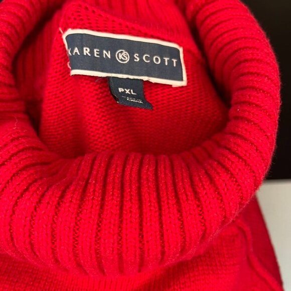 Karen Scott Red & Black Colorblock Turtleneck Sweater PXL - Picture 8 of 8